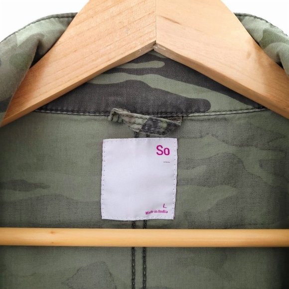 SO Camouflage Utility Twill Jacket with Drawstring Size L Army Green - Picture 10 of 11